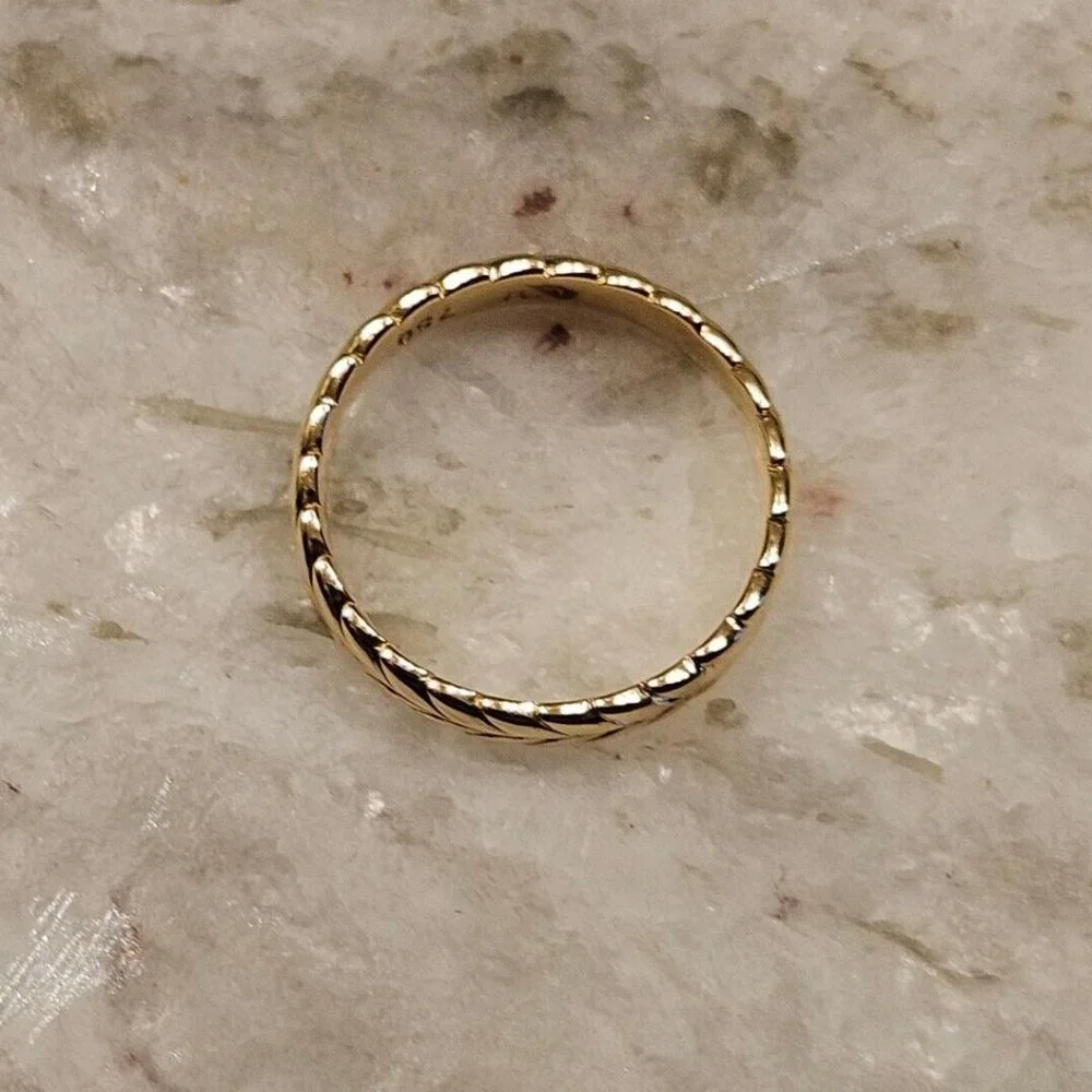 NEW MONICA RICH KOSANN BREATHE LEAF POESY STACKABLE 18K YELLOW GOLD RING 3
